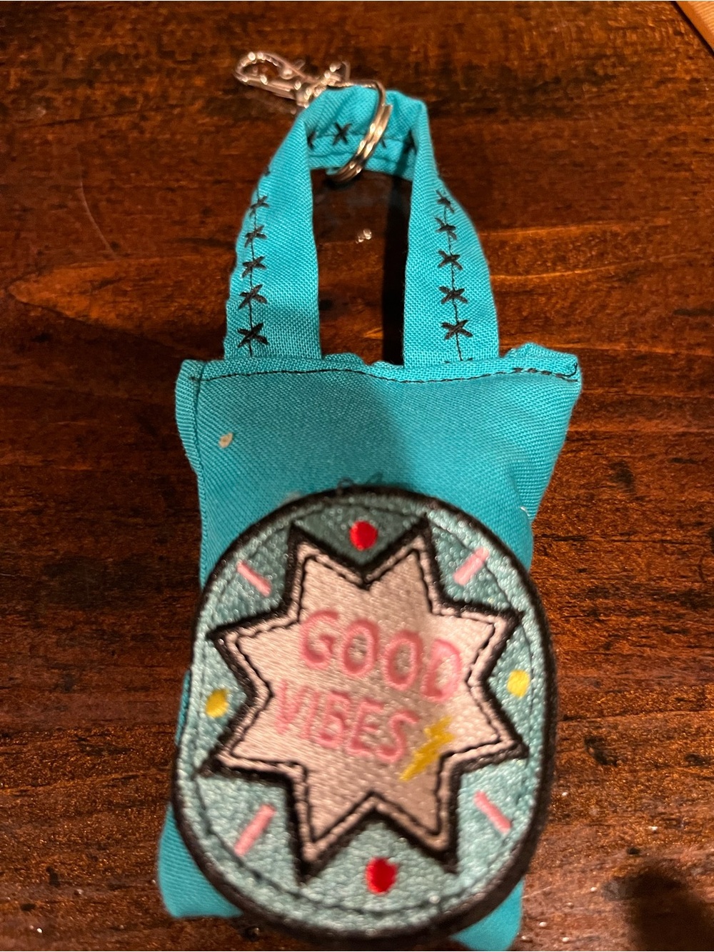 Good Vibes purse keychain